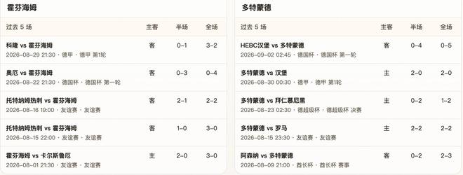 半全场分析:霍芬海姆 vs 多特蒙德,平手需防